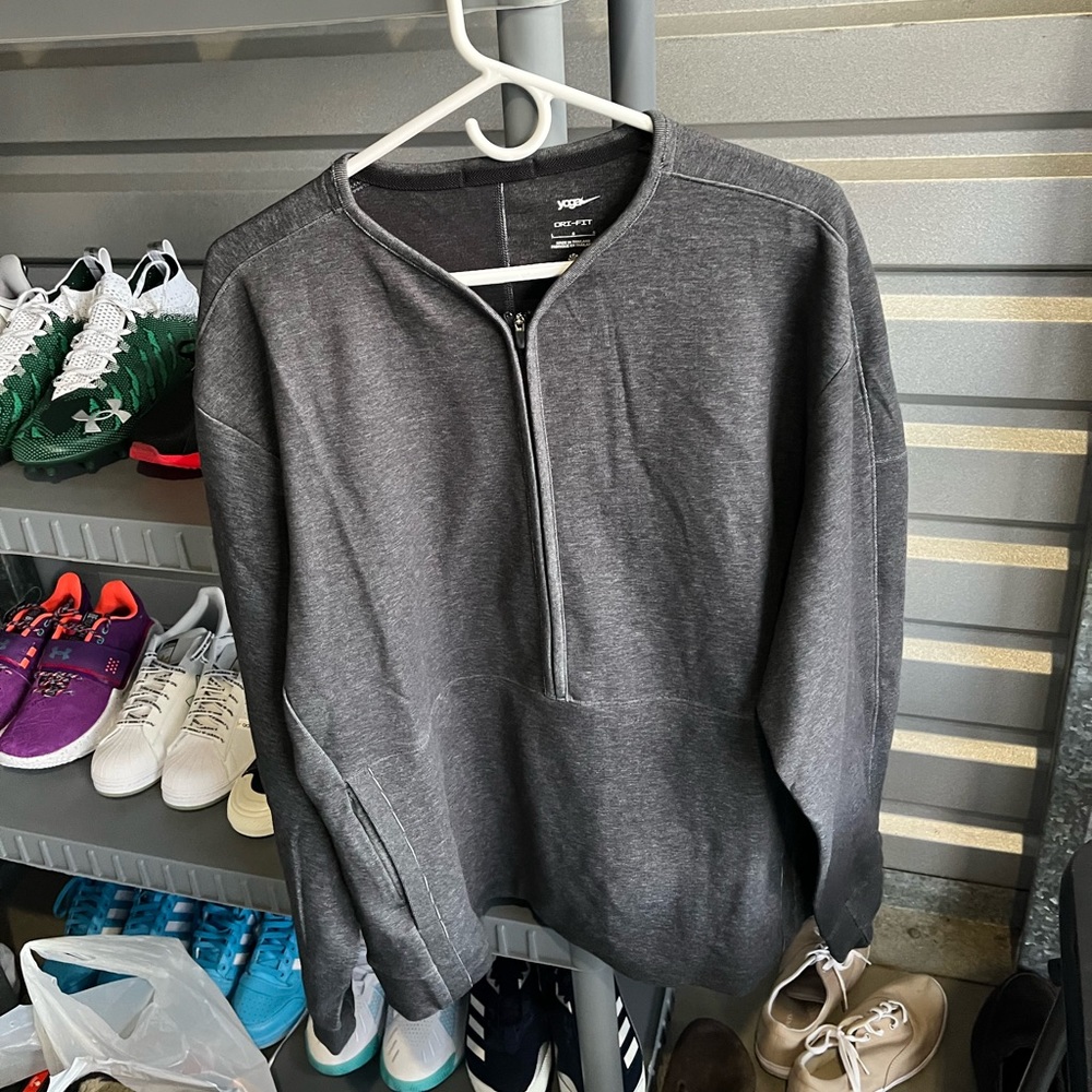 Nike yoga fit 1/2 zip training crew dark gray blue sz medium & large dd2186 010